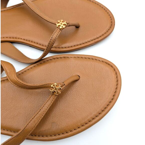Tory Burch Classic Flip Flop Leather Sandals Women's Slip-On Brown Size US9M - Picture 7 of 11